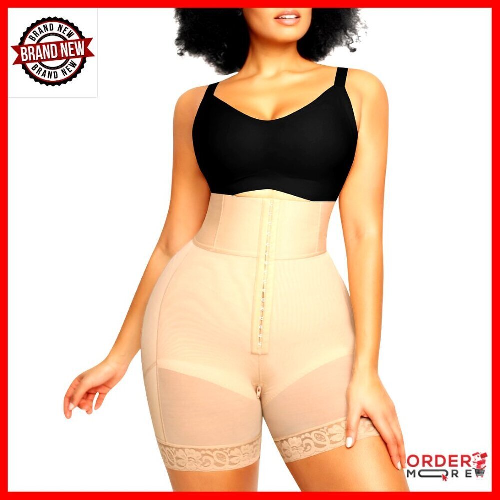 High Waisted Shapewear Shorts Tummy Control Thigh Slimming Butt Lifting Slip
